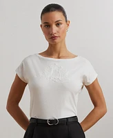 Lauren Ralph Women's Embroidered Cotton Jersey Tee