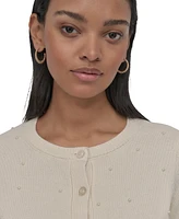 Dkny Jeans Petite Pearl Beaded Button-Front Sweater