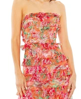 Women's Strapless Micro Ruffle Dress