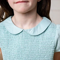 Hope & Henry Toddler Girls Organic Puff Sleeve Smocked Party Dress with Peter Pan Collar