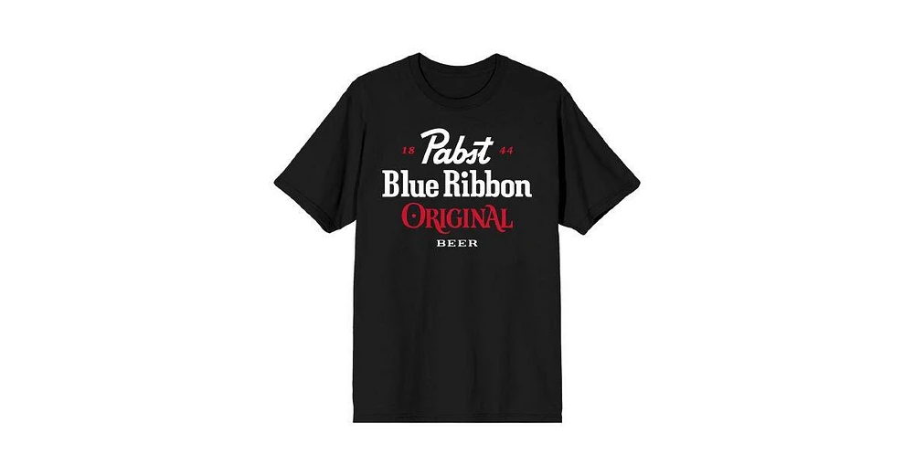 Pabst Blue Ribbon Original Beer Logo Men's Black T-shirt-3XL