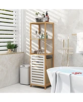 4-Tier Tilt-Out Laundry Hamper with Storage Shelves Space-Saving Organizer for Laundry Room