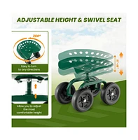 Garden Rolling Workseat with Swivel Seat and Adjustable Height Comfortable and Mobile Garden Tool for Outdoor Tasks