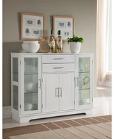 Kings Brand Furniture Santi 4-Door Buffet Display Cabinet, White