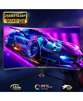 XGaming 27 Inch Qhd Gaming Monitor 165Hz Curved Computer Monitor,16:9 Wide Hdr Pc Monitor 2K Display 2560 x 1440p FreeSync 1ms Response,Eye Care Curve