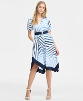 Karl Lagerfeld Paris Women's Printed Handkerchief-Hem Shirtdress
