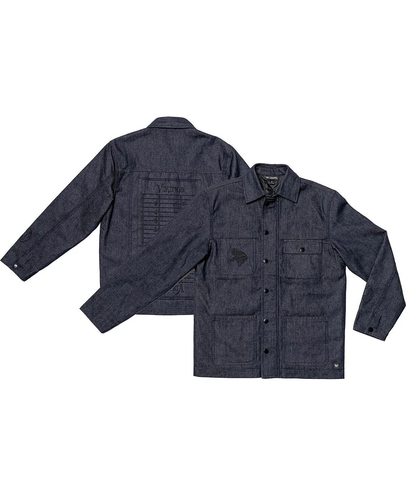 The Wild Collective Men's and Women's Navy Minnesota Vikings The Vikings International Collection designed by Leah and Chelsea Full-Snap Denim Jacket