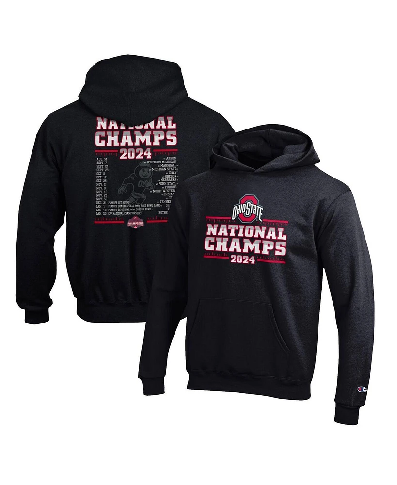 Champion Big Boys and Girls Black Ohio State Buckeyes College Football Playoff 2024 National Champions Schedule Pullover Hoodie