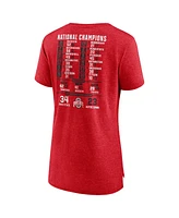 Fanatics Women's Scarlet Ohio State Buckeyes College Football Playoff 2024 National Champions Schedule T-Shirt