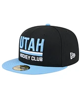 New Era Men's Black/Light Blue Utah Hockey Club Lockup 1st Season 59FIFTY Fitted Hat