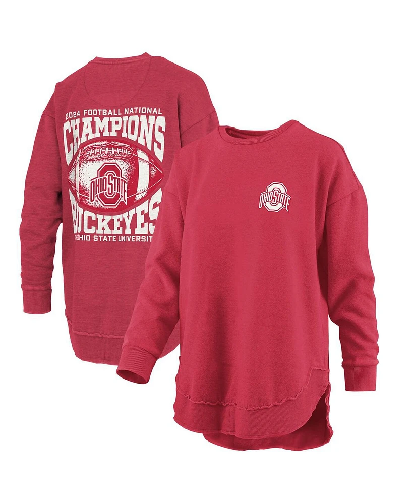 Pressbox Women's Scarlet Ohio State Buckeyes College Football Playoff 2024 National Champions Square Melange Sweatshirt