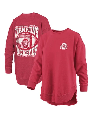 Pressbox Women's Scarlet Ohio State Buckeyes College Football Playoff 2024 National Champions Square Melange Sweatshirt