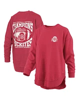 Pressbox Women's Scarlet Ohio State Buckeyes College Football Playoff 2024 National Champions Square Melange Sweatshirt