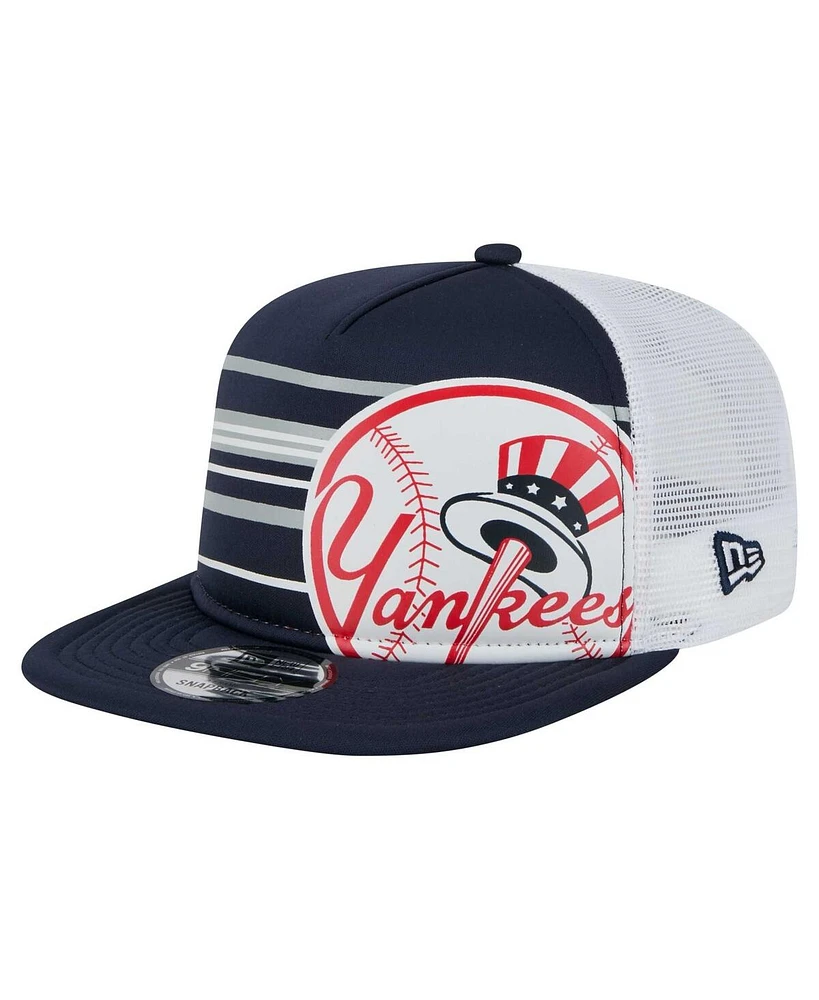 New Era Men's Navy New York Yankees 9FIFTY A-Frame Trucker Snapback Hat