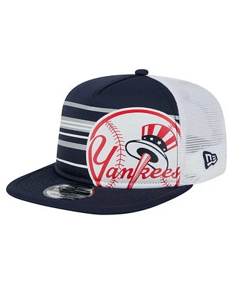 New Era Men's Navy New York Yankees 9FIFTY A-Frame Trucker Snapback Hat