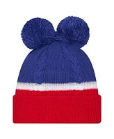 New Era Women's Royal New York Giants Double Bubble Cuffed Knit Hat with Poms