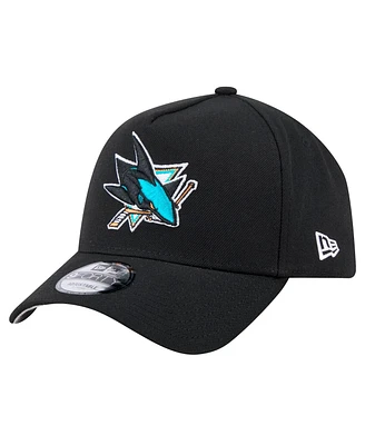 New Era Men's Black San Jose Sharks Core A-Frame 9FORTY Adjustable Hat