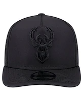 New Era Men's Black Milwaukee Bucks Vented 9FIFTY A-Frame Snapback Hat