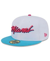 New Era Men's White Miami Heat 2024/25 City Edition Alternate 59FIFTY Fitted Hat