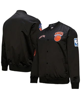 Mitchell & Ness Men's Black New York Knicks Hardwood Classics Blackout Collection Satin Full-Zip Jacket