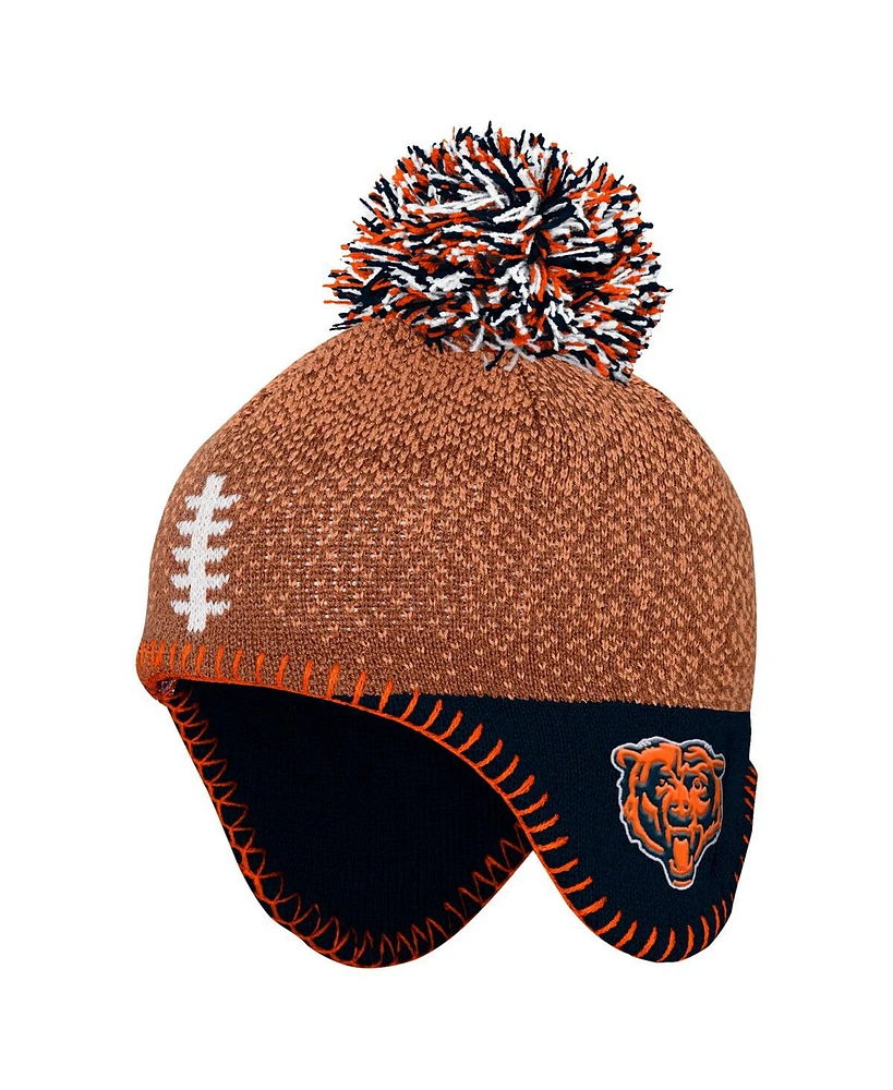 Outerstuff Preschool Brown Chicago Bears Football Head Knit Hat with Pom