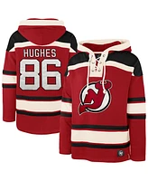 '47 Brand Men's Jack Hughes Red New Jersey Devils Big Tall Lace-up Pullover Hoodie