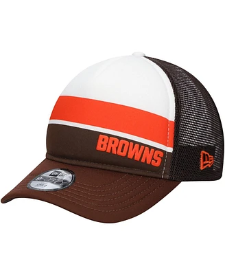 New Era Preschool Brown Cleveland Browns Sport Night Color Block 9FORTY A-Frame Trucker Adjustable Hat