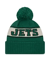 New Era Men's Kelly Green New York Jets Retro Cuffed Knit Hat with Pom