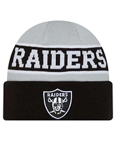 New Era Big Boys and Girls Black/Gray Las Vegas Raiders Active Reversible Cuffed Knit Hat