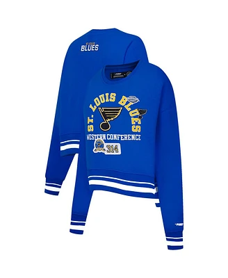 Pro Standard Women's Blue St. Louis Blues Area Code Cropped Pullover Sweatshirt