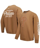 Pro Standard Men's Brown Philadelphia Phillies Paint The City Dropped Shoulder Pullover Sweatshirt