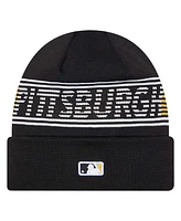 New Era Men's Black Pittsburgh Pirates Authentic Collection Cuffed Knit Hat