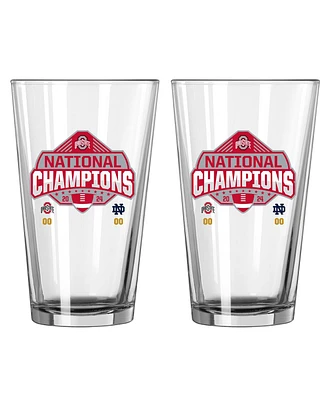 Logo Brands Ohio State Buckeyes College Football Playoff 2024 National Champions Two-Pack 16oz. Commemorative Pint Glass Set