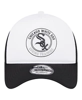 New Era Men's White/Black Chicago White Sox Spring Training Circle Foam A-Frame 9FORTY Trucker Adjustable Hat