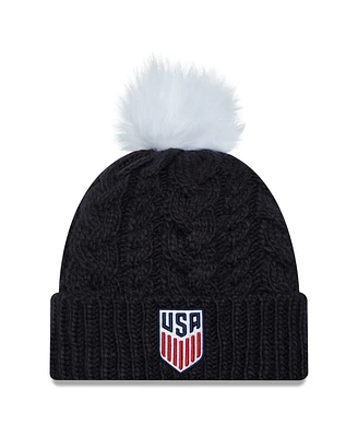 New Era Women's Navy Usmnt Pom Cuffed Knit Hat