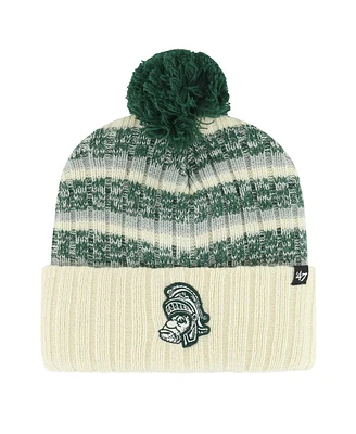 '47 Brand Men's Cream Michigan State Spartans Vintage Tavern Cuffed Knit Hat with Pom