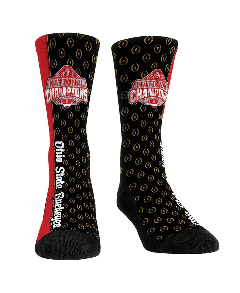 Rock 'Em Men's and Women's Scarlet Ohio State Buckeyes College Football Playoff 2024 National Champions Classic Pattern Crew Socks