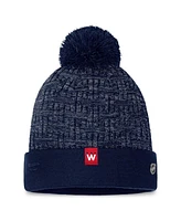 Fanatics Women's Navy Washington Capitals Authentic Pro Road Cuffed Knit Hat with Pom