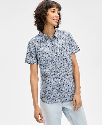 Nautica Jeans Women's Paisley-Print Cotton Camp Shirt