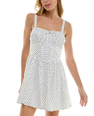 Trixxi Juniors' Cotton Printed Corset-Style Mini Dress