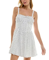 Trixxi Juniors' Cotton Printed Corset-Style Mini Dress