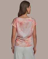 Donna Karan New York Women's Printed Short Sleeve Blouse