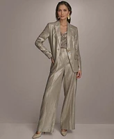 Donna Karan New York Womens Metallic Linen Blazer Wide Leg Pants