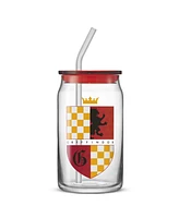JoyJolt Harry Potter House Crests Tumbler Glasses with Lids, Set of 4