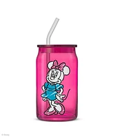 JoyJolt Disney Mickey Mouse Friends Color Sketch Tumbler Glasses with Lids, Set of 4