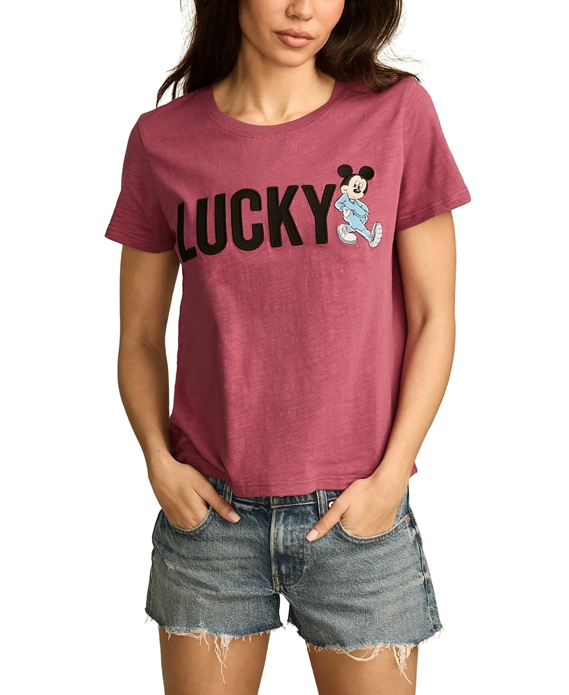 Lucky Brand Women's Cotton Mickey Logo Graphic T-Shirt