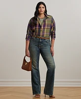 Lauren Ralph Plus 100% Linen Relaxed-Fit Plaid Shirt