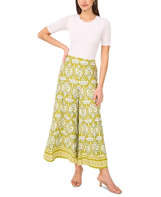 Sam & Jess Women's Printed Pull-On Wide-Leg Pants