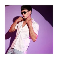 Campus Sutra Men's White Printed Regular Fit Casual Shirt