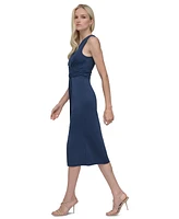 Dkny Women's Gathered-Waist Faux-Wrap A-Line Dress